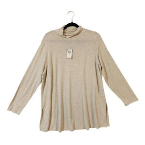 New $69 J. Jill Sweater Women's Size 1x Oatmeal Heather Mock Neck Pullover